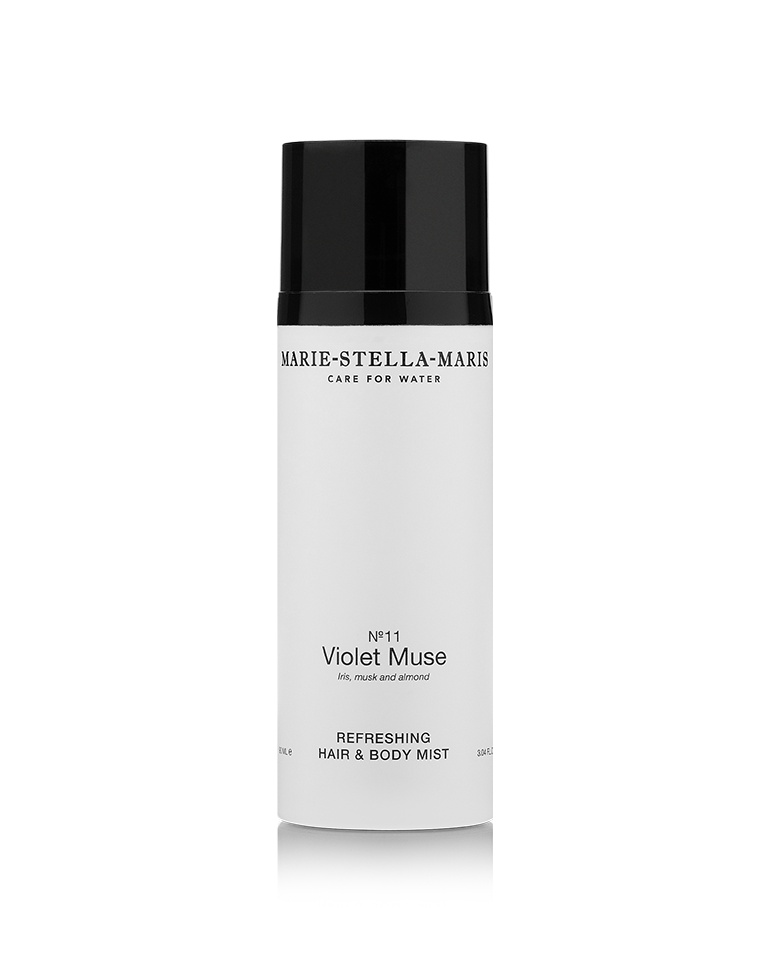 Bottle of Marie-Stella-Maris hair and body mist in the Violet Muse scent
