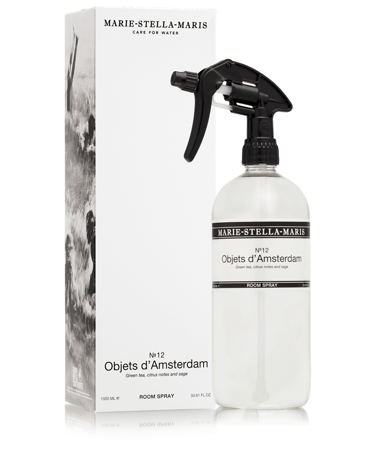Marie-Stella-Maris Objets d’Amsterdam room spray 1000ml with green tea, citrus notes, and sage fragrance