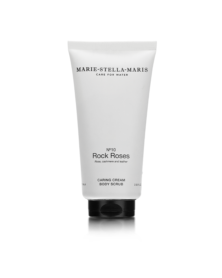 Marie-Stella-Maris No.12 Objets d’Amsterdam caring cream body scrub (75 ml), shown as a clean product packshot highlighting fragrance notes of green tea, citrus notes, and sage.