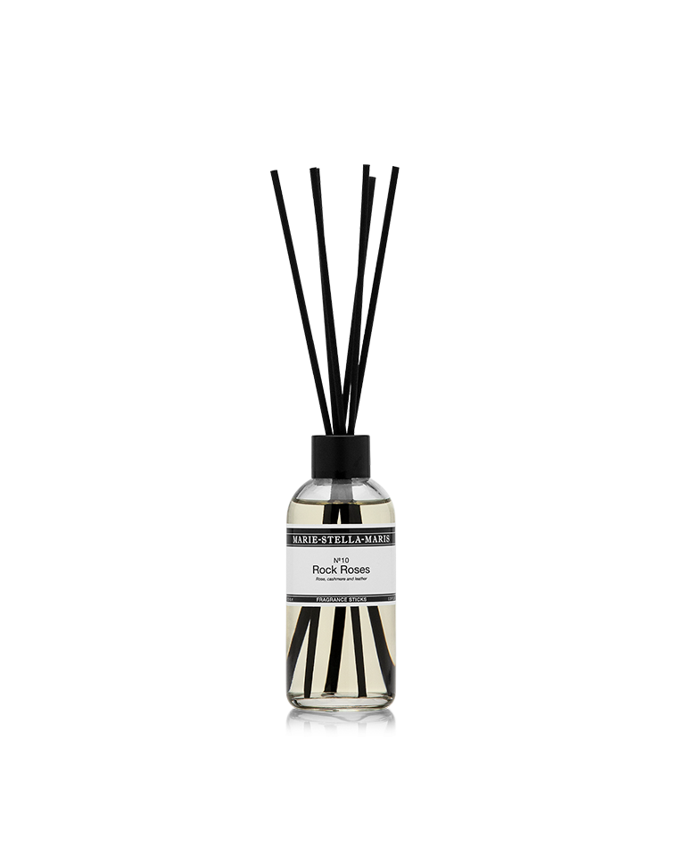 Marie-Stella-Maris Luxury No.10 Rock Roses reed diffuser 100 ml with black sticks for a floral and inviting home fragrance.
