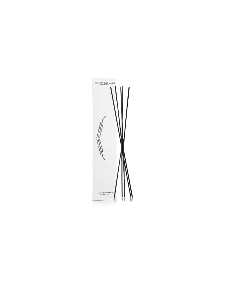 Marie-Stella-Maris Diffuser Reeds 100 ml with black reeds displayed alongside a minimalist white packaging box against a clean light background.