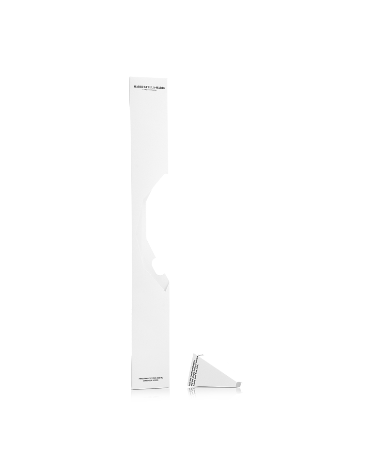 Marie-Stella-Maris Fragrance Sticks 500 ml packaging in a minimalist white box with matching folded insert, shown against a clean light background.